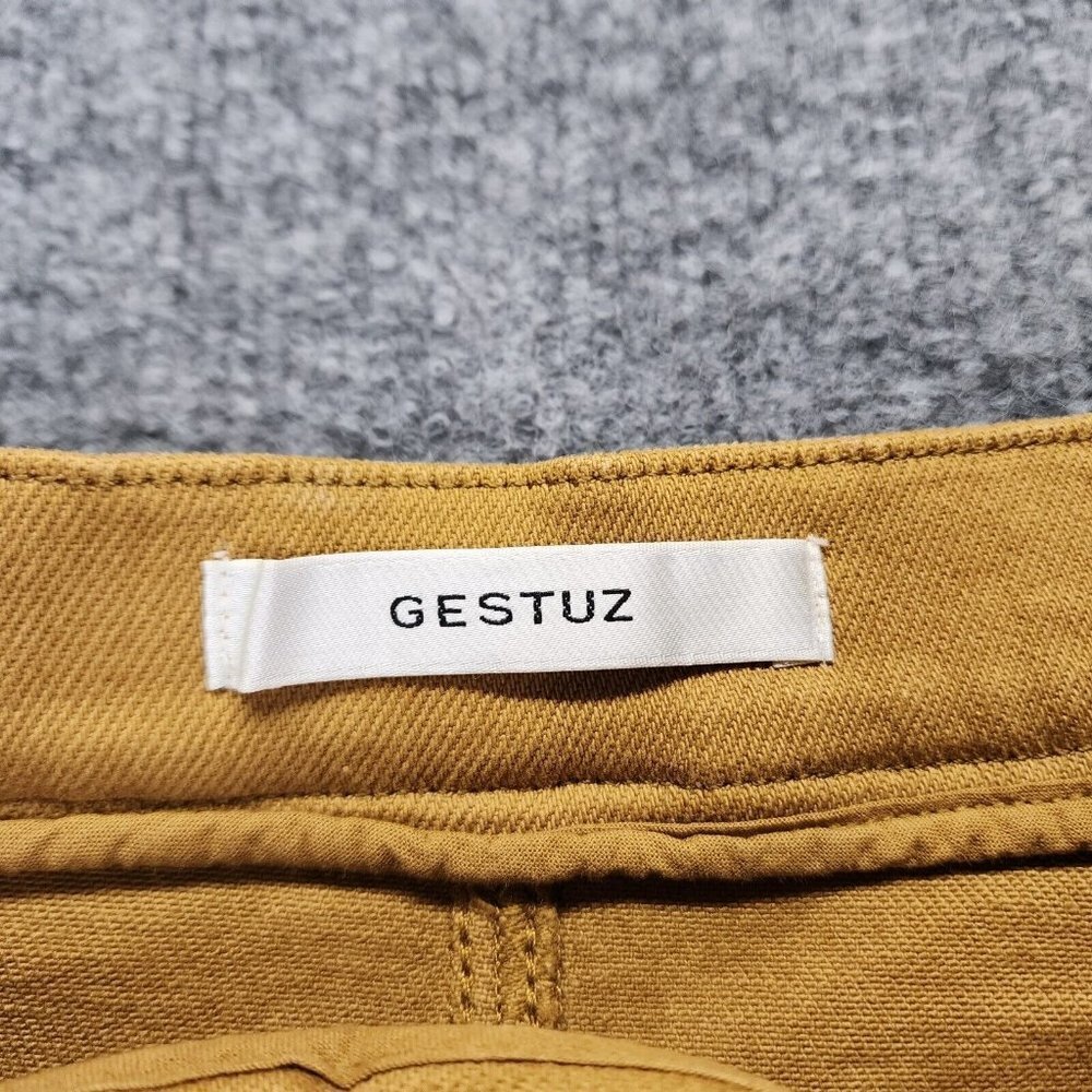 Gestuz Mustard Yellow Button-front Midi Maxi Skirt Pockets 100%‎ Cotton 36 US 4 - Picture 5 of 12